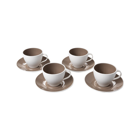 Set de Plástico de 4 Tazas de Café con Platillos BLANCO