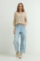 Sweater escote V calado BEIGE