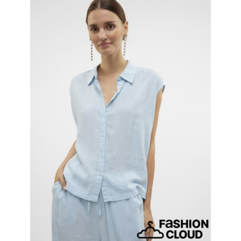 VMLINN SS SHIRT WVN Airy Blue-Aop Beate Stripe