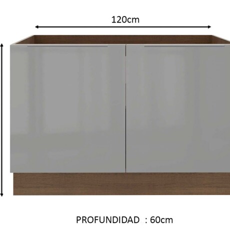 BAJO MESADA 120 CM MDP-Y-VIDRIO GRIS LUX