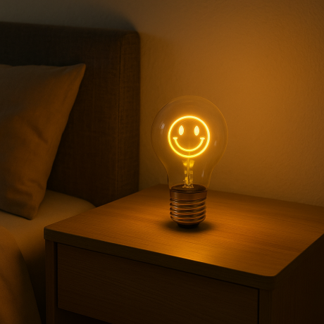 VELADORA TIPO BOMBILLA DE LUZ DISEÑO DE SONRISA VELADORA TIPO BOMBILLA DE LUZ DISEÑO DE SONRISA