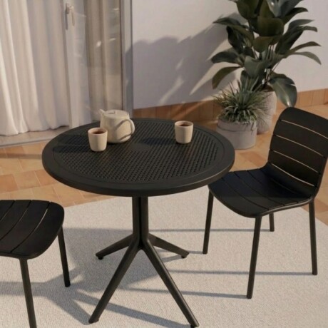 MESA REDONDA EXTERIOR DE POLIPROPILENO 80CM Mesa Redonda para Exterior 80 cm Negra Sky