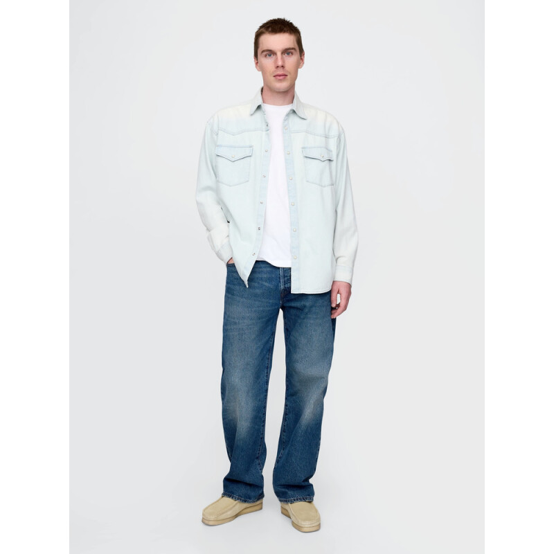 DENIM WESTERN BIG SHIRT - LIGHT WASH LIGHT WASH