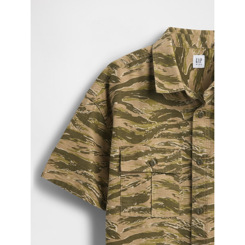 SS UTILITY SHIRT GREEN CAMO
