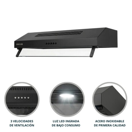 Extractor + Anafe Pack De Extractor Purificador Nubia + Anafe A Gas Vulcano Quad 4 Negro