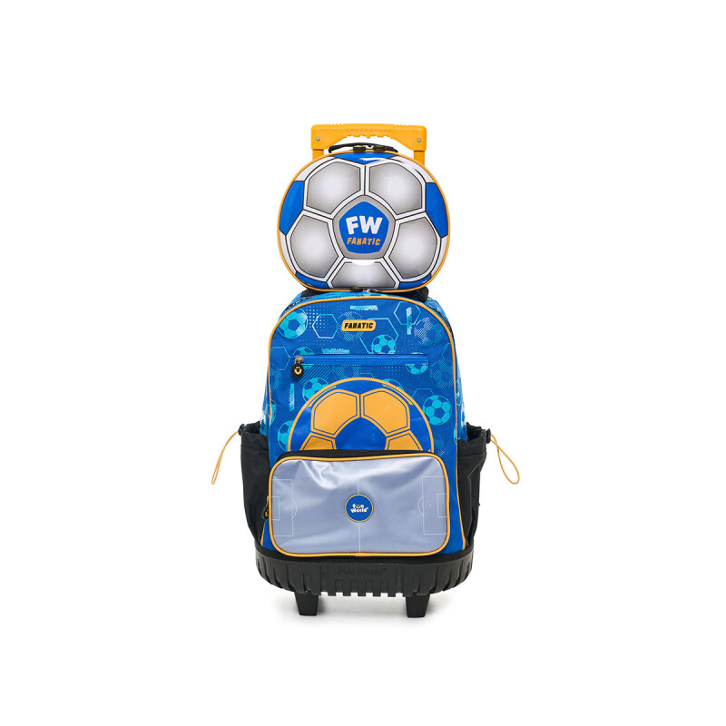 Mochila 46 cm Fun World con carro y lunchera Fanatic Azul