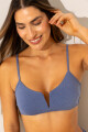 TOP ESCOTE V AZUL GLACIAL - SILVER LUREX FABRIC