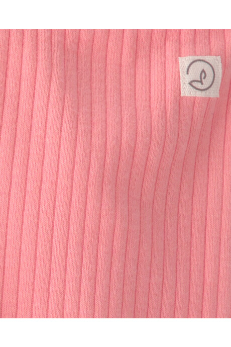 Pack dos pantalones de algodón orgánico acanalado, diseños flores y rosado Sin color