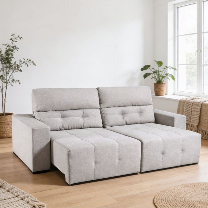 Sillón 2127 Reclinable | Eucalipto Certificado CARB | Asiento Retráctil Pillow Top + Espuma D28 2.00 / Gris medio