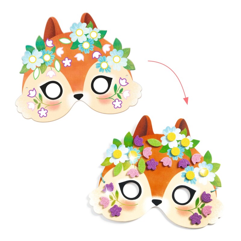 Máscaras de mosaico para decorar animales del bosque Djeco Máscaras de mosaico para decorar animales del bosque Djeco