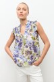 Blusa estampa Santa Rita azul piedra