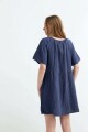 Vestido fluido de gasa AZUL MARINO