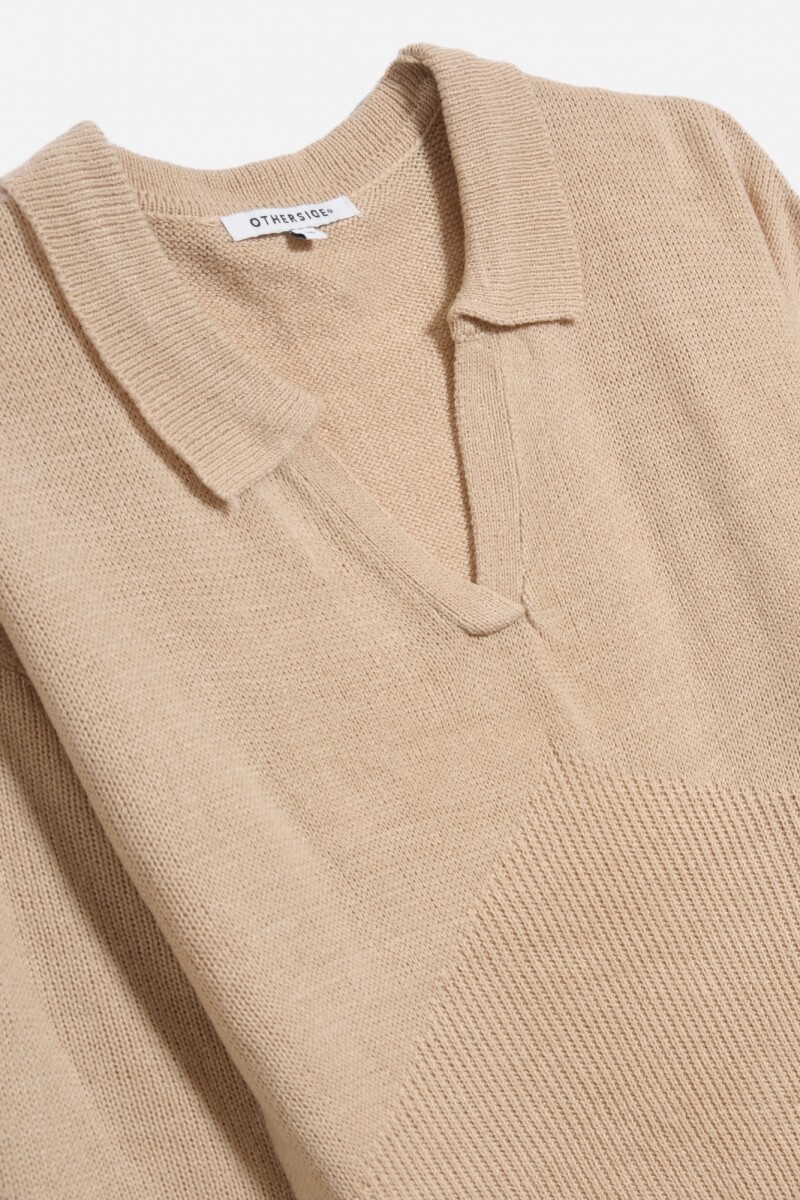 Sweater cuello polo BEIGE