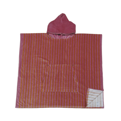 Bata Poncho Velour Estampadas 100 x 90 cm RAYAS CORAL