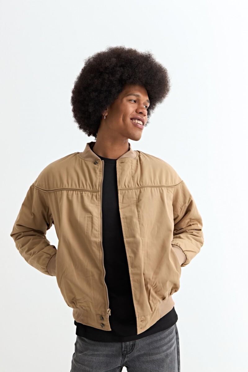 Campera bomber de nylon KHAKI