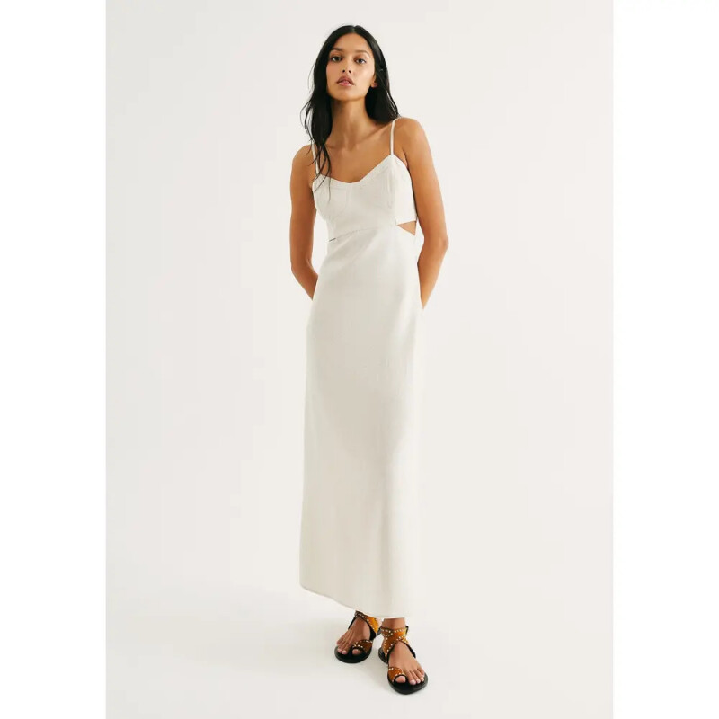 VESTIDO MIDI FEM OFF WHITE