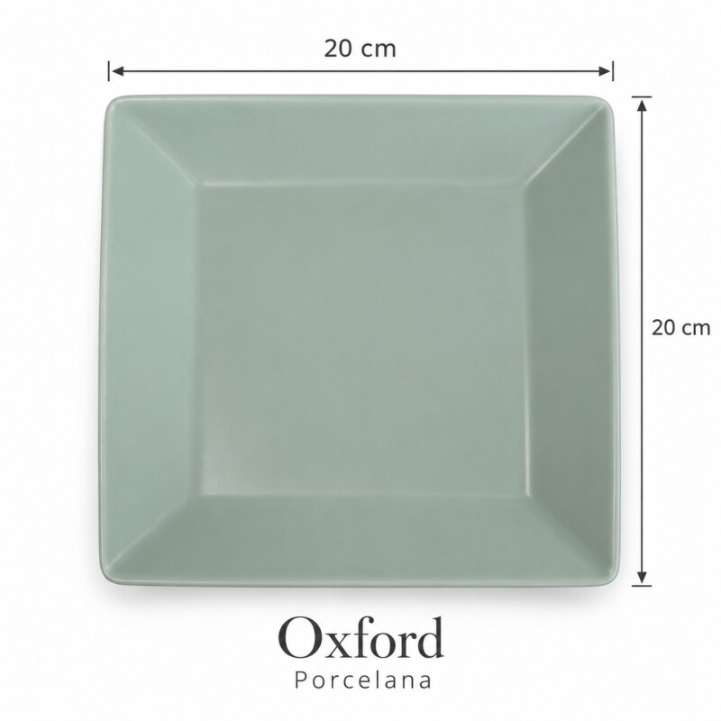 Set de 6 Platos de Postre Cuadrados Oxford de Porcelana 20x20 cm Verde Menta Set de 6 Platos de Postre Cuadrados Oxford de Porcelana 20x20 cm Verde Menta