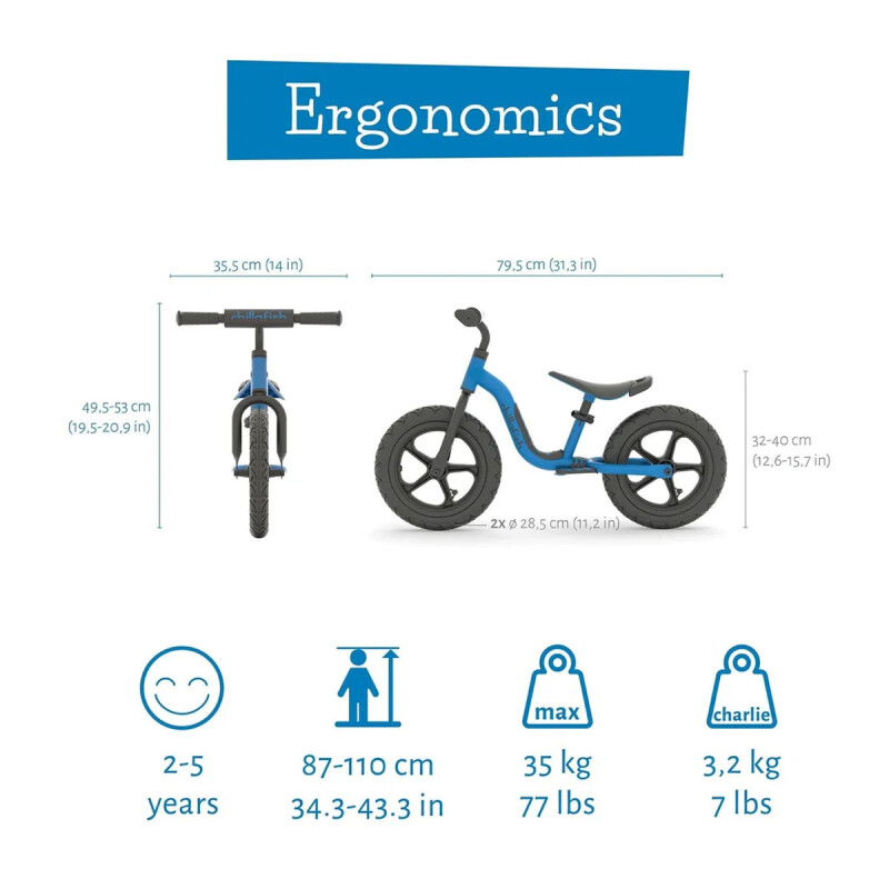 Bicicleta de equilibrio Charlie Sport 12" Navy Chillafish Bicicleta de equilibrio Charlie Sport 12" Navy Chillafish