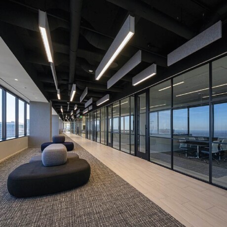 LUMINARIA LINEAL DE SUSPENDER 120CM 46W ACUSTICA ATOM - CCT Luminaria de Suspender Acústica Atom 120cm Gris CCT