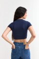Remera m/c acanalada cuello a la base AZUL MARINO