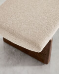 Banco Topaz de chenilla beige y madera maciza de fresno con acabado nogal 150cm FSC 100%