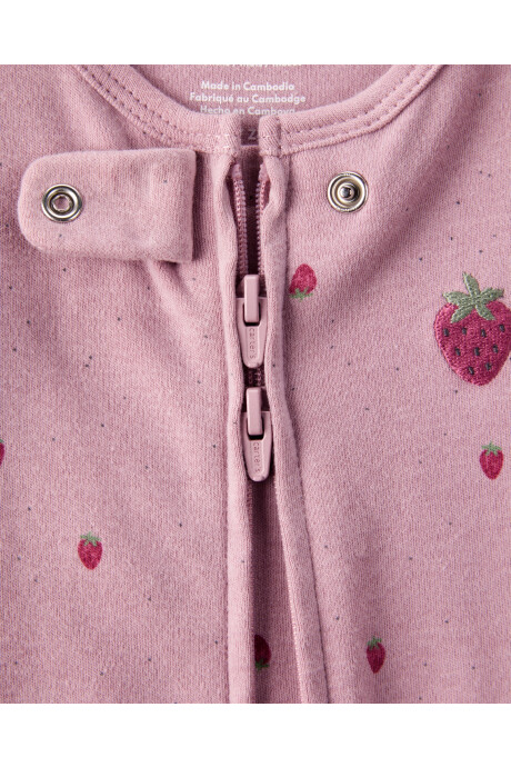 Pijama una pieza de algodón, con pie, diseño frutillas Sin color