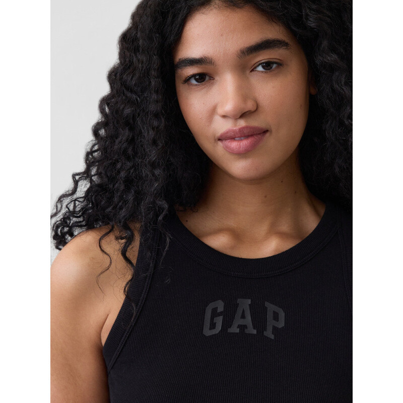 V-SL RIB 2X2 LOGO CROP TANK BLACK