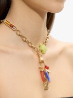 Collar De Eslabones Colgante De Puño Y Tortuga multicolor