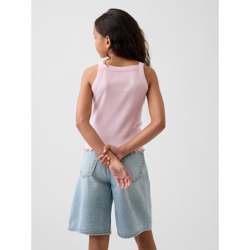 FRCH SQ NECK RIBBED LOGO TANK ROSE MIST