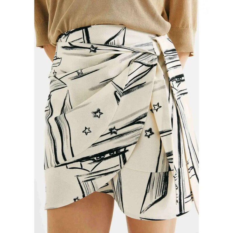 SAIA FEM OFF WHITE/AZUL ESCURO