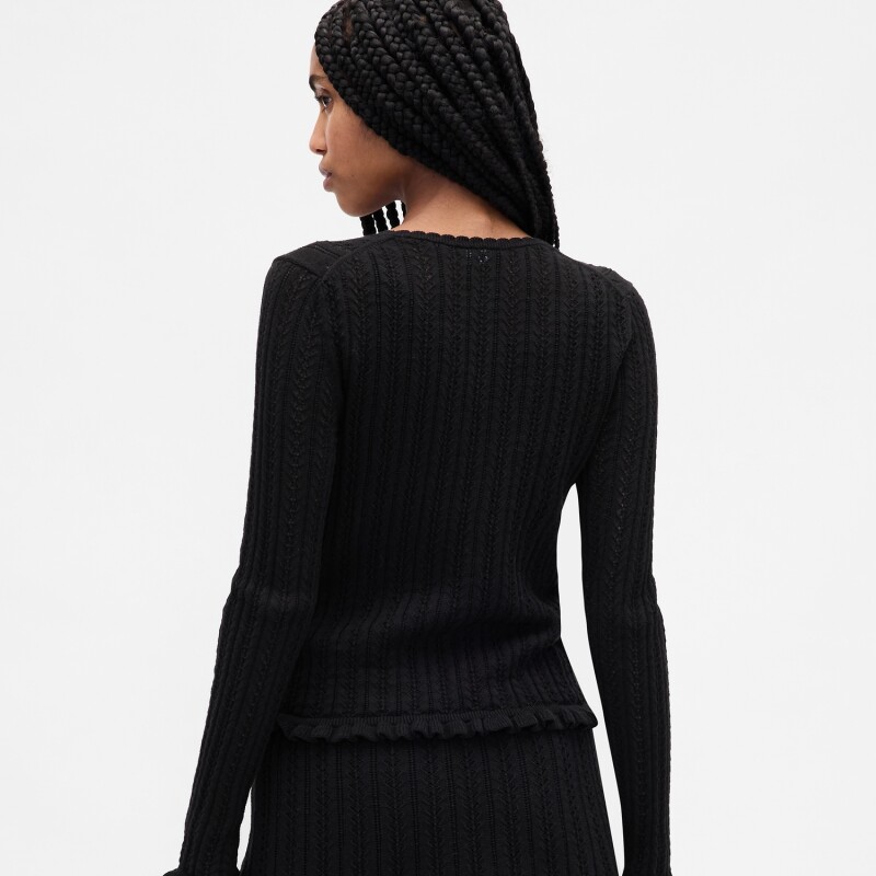COTTON POINTELLE CARDI BLACK