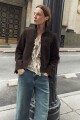Chaqueta eco cuero con cierre chocolate