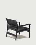 Butaca Jan de fibras de cuero reciclado reciclado negra y madera maciza de fresno con acabado negro FSC 100%