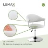 Silla Taburete Butaca con Respaldo en Cuero Lumax Modelo Chuck Blanco
