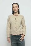 Cardigan con multi botones y pespuntes crudo