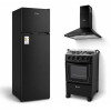 COMBO THOMPSON HELADERA FULL BLACK CON COCINA Y CAMPANA EXTRACTORA NEGRA Combo Thompson Heladera Full Black Con Cocina Y Campana Extractora Negra
