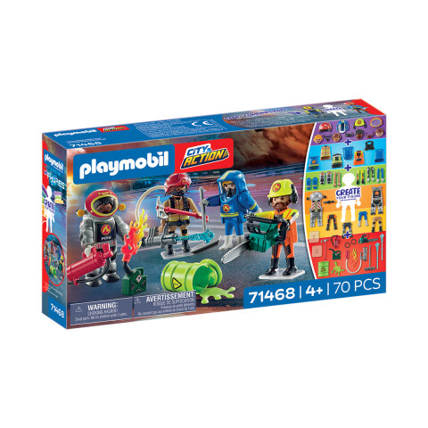Set de Cuatros Bomberos Rescatistas Playmobil 70 Piezas U