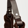 Cartera al hombro The Shopping en cuero gamuza Chocolate Niquel