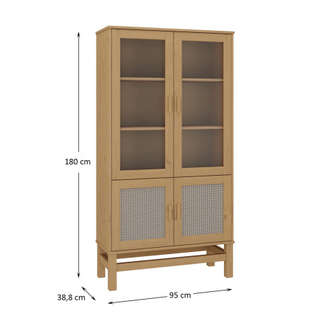 CRISTALERO 4 PUERTAS COPERO BOTELLERO ARMARIO ESTANTERÍA EN MADERA MACIZA CON RATAN NATURAL CRISTALERO 4 PUERTAS COPERO BOTELLERO ARMARIO ESTANTERÍA EN MADERA MACIZA CON RATAN NATURAL