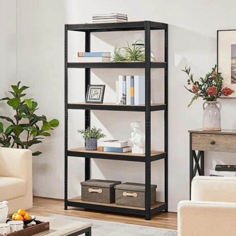Estanteria Metalica con Estantes en MDF Estantería Metálica Con Estantes en MDF 180x90x40 cm Negra