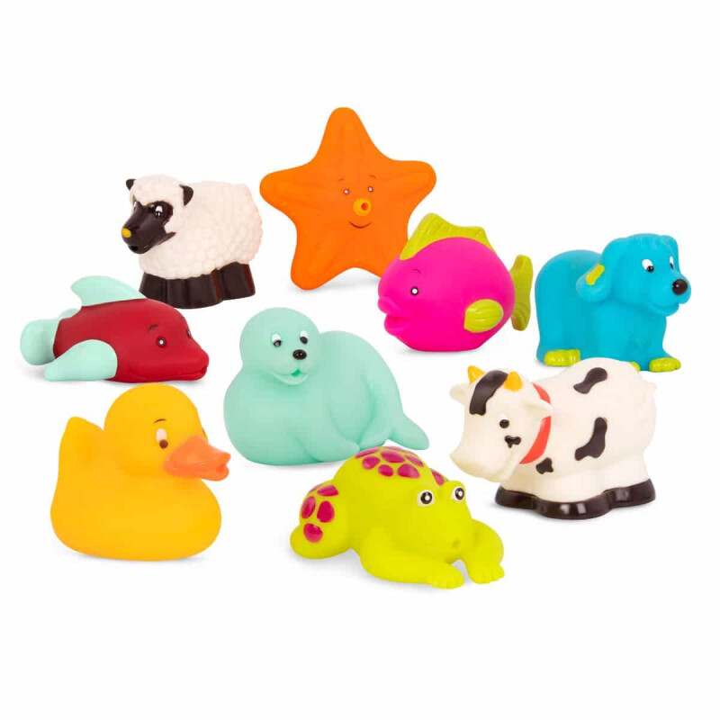 Juguetes de agua con forma de animales vaca, estrella de mar y más. B. toys Juguetes de agua con forma de animales vaca, estrella de mar y más. B. toys