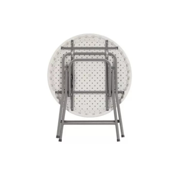 MESA REDONDA PLEGABLE BASE DE METAL 80 CM BLANCO