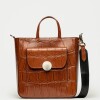 Shopper The Circle en cuero grabado big croco Cuoio
