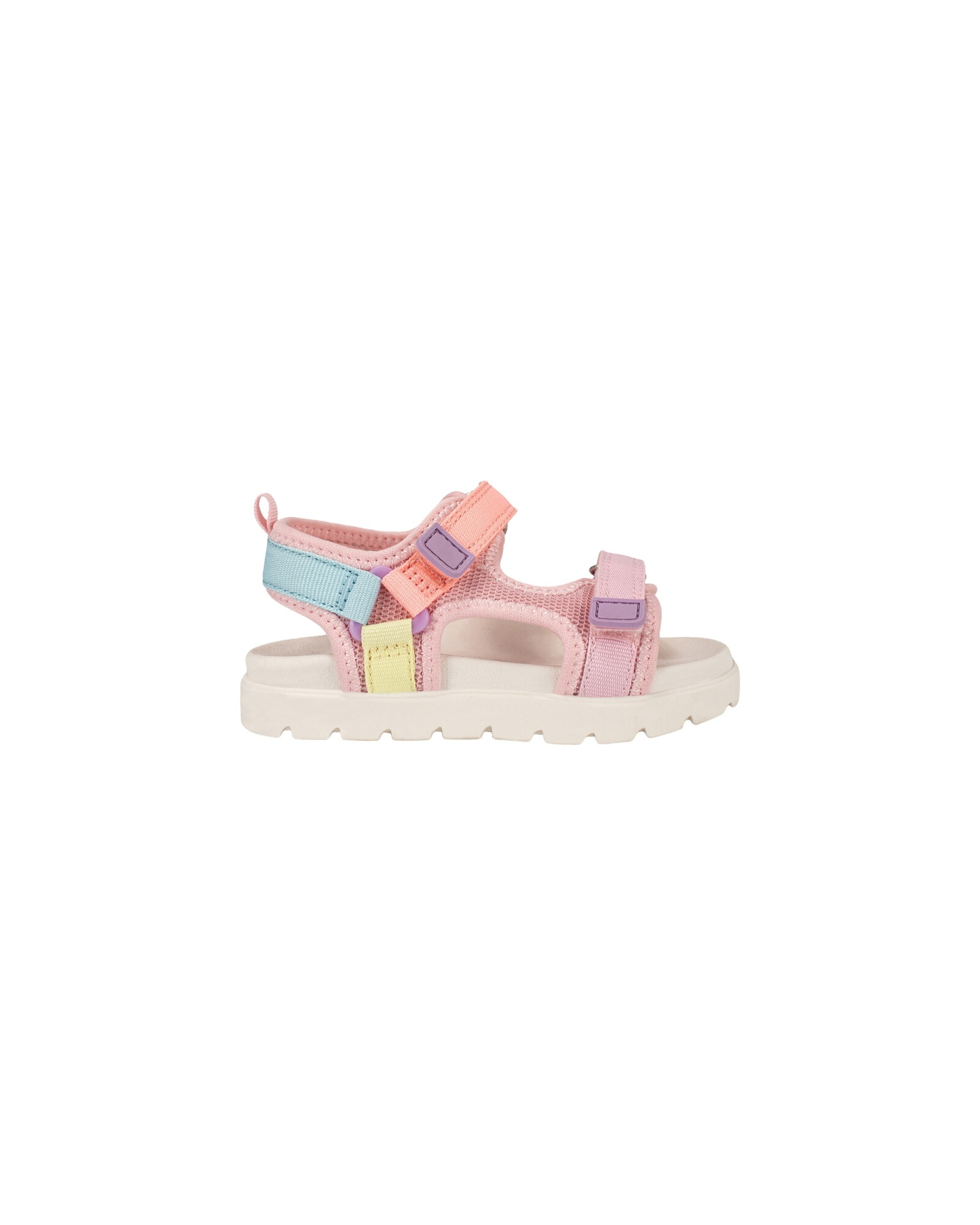Sandalias con velcro, rosadas, diseño bloques de color Sin color
