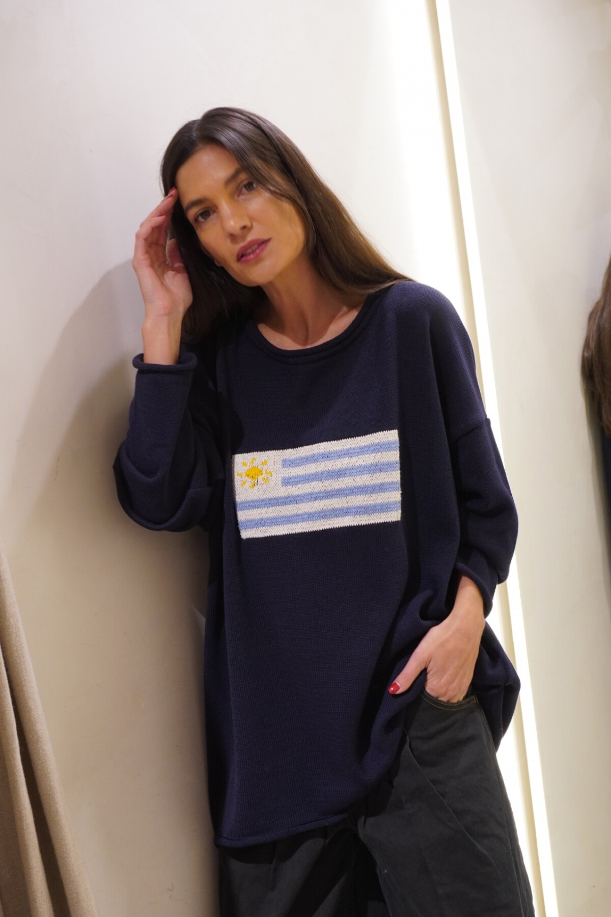 Sweater Flag Uruguay Azul Marino