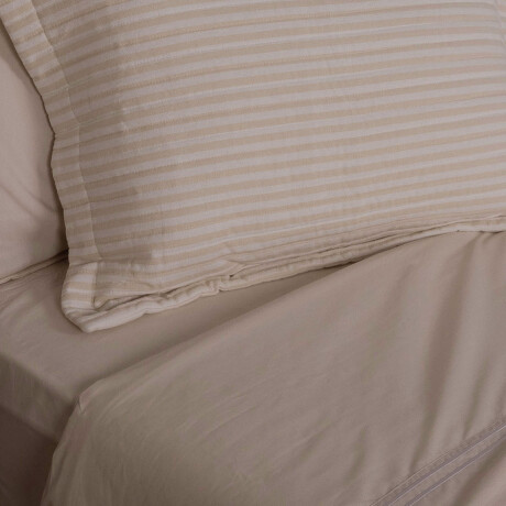 SET CUBRECAMA 1 1/2 PLAZA ALGODON NATURAL-BEIGE COTTON STRIPE ARENA
