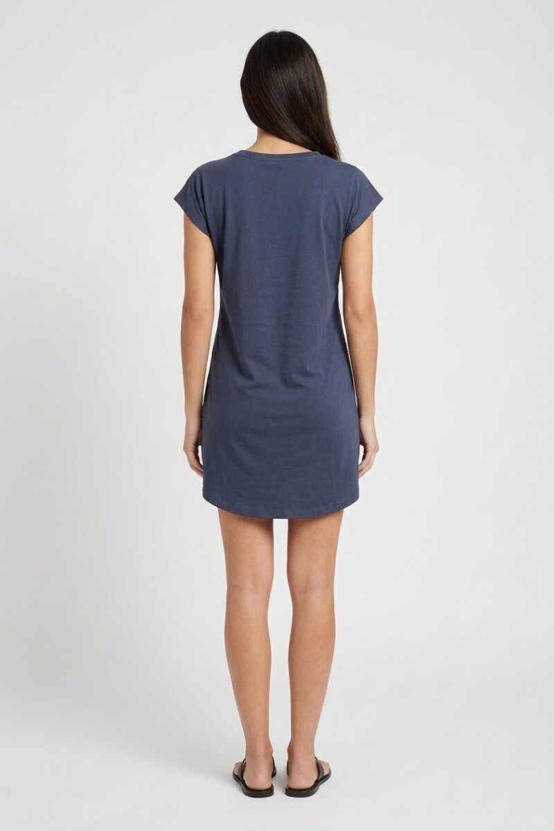 Vestido remeron estampado AZUL MARINO Y BLANCO