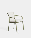 Silla apilable de exterior Linosa de aluminio verde con cojín beige Silla apilable de exterior Linosa de aluminio verde con cojín beige