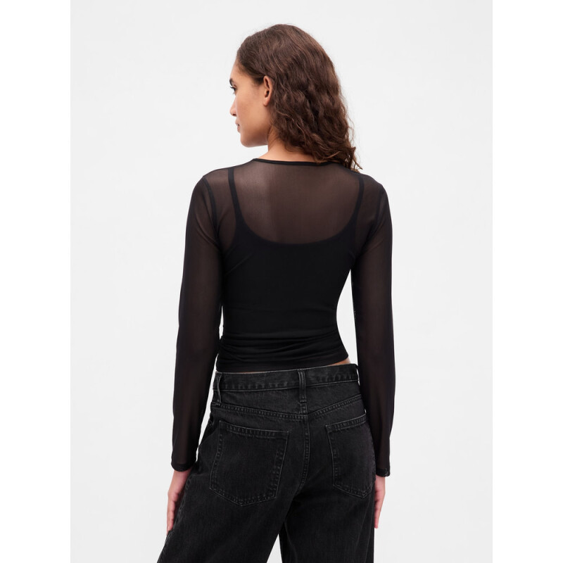 LS MESH CREW BLACK