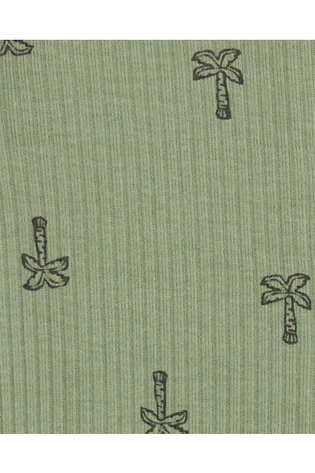 Pijama una pieza de algodón, con pie, diseño palmeras. Talles PRE-9M Sin color